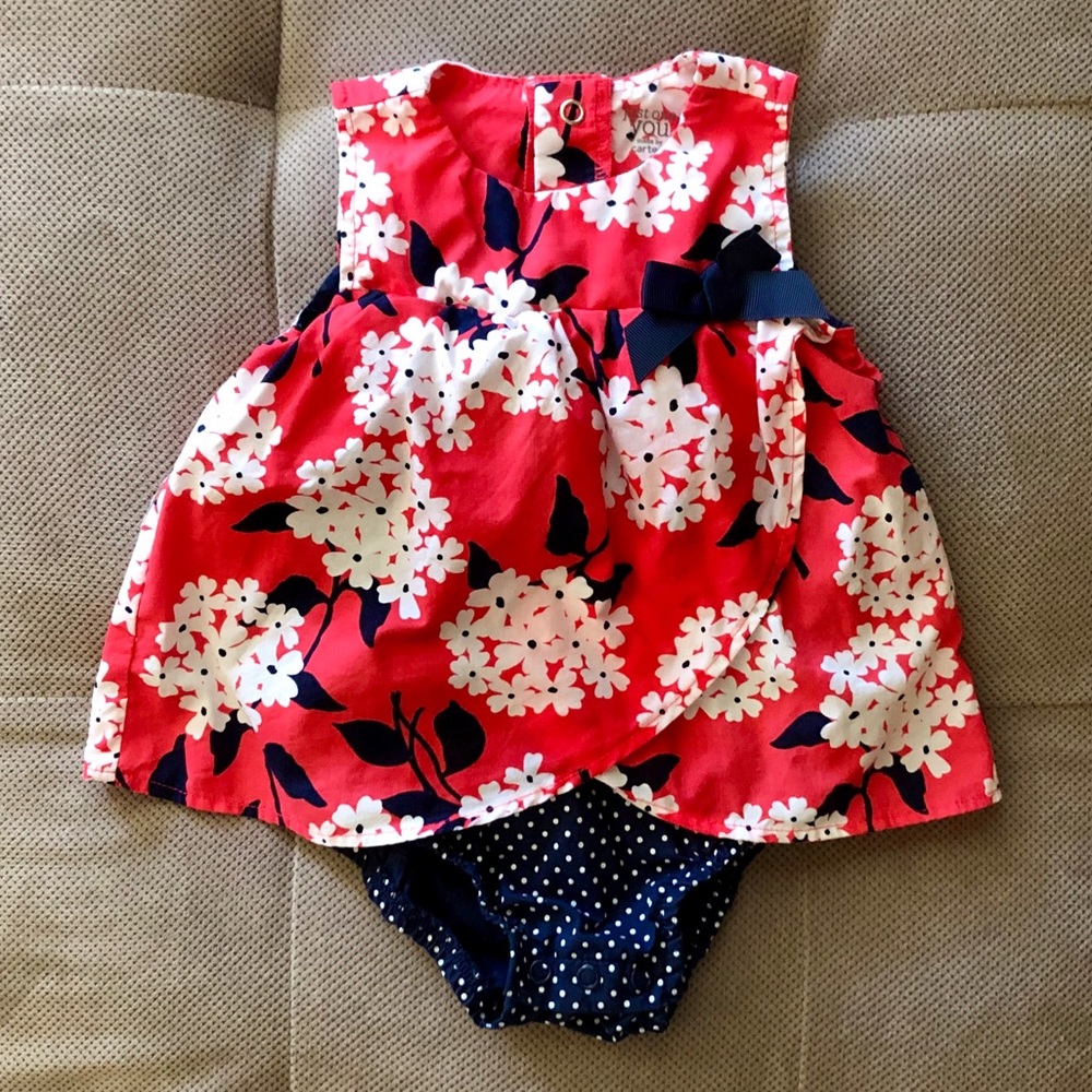 Red Floral Sunsuit Dress